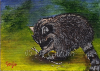 Raccoon Grasping painting by DJ Geribo