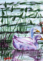 Cozy Geese - Painting by artist DJ Geribo