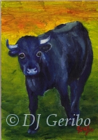 Daily Paintings - Animals by artist DJ Geribo - Big Blue Bull