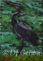 Daily Paintings - Animals by artist DJ Geribo - Cool Great Blue Heron