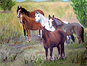 Mustangs - Painting by artist DJ Geribo